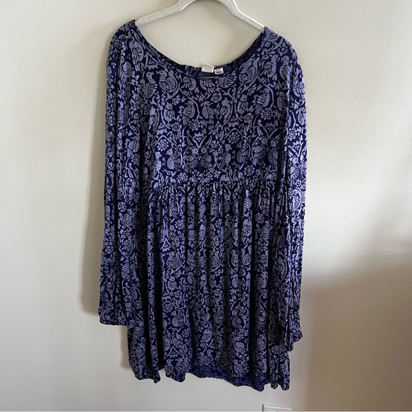 Roxy Floral Long Sleeve Babydoll Dress Novelty Bird Print Medium Boho‎ Spring - Picture 1 of 6